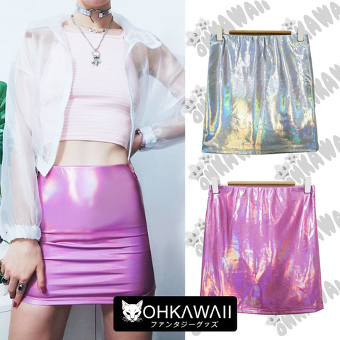 Pollera Mini Skirt Holograma Aesthetic Kawaii