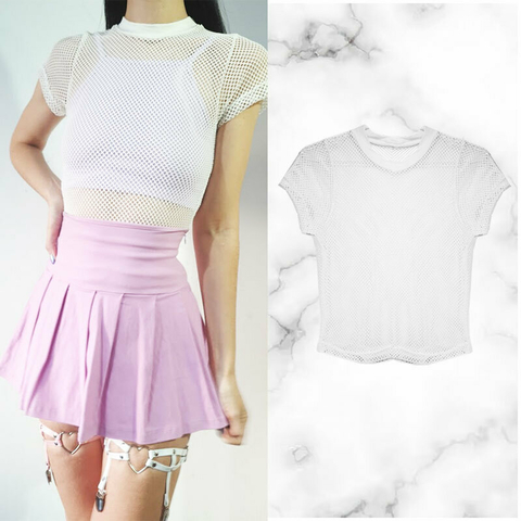 Remera Red Blanca Cuello Crop Comprar en Ohkawaii