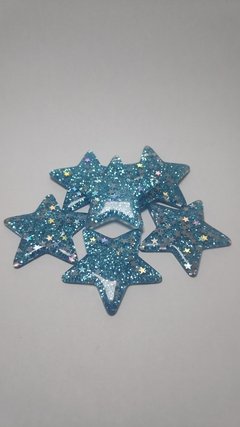 Estrela com Glitter Azul