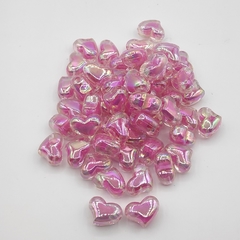 Coração com Miolo colorido Irisado em Acrilico - 10 unidades sortidas - loja online