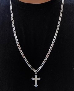 Corrente grumet 5MM + pingente crucifixo medieval | PRATA 925