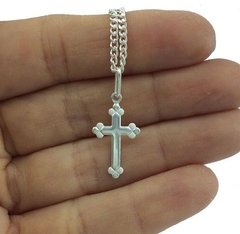 Corrente Grumet 2,5mm + crucifixo | Prata 925 na internet