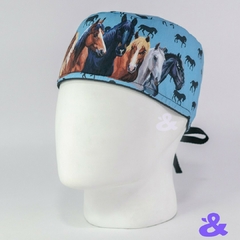 Gorro Tela Antifluido Caballos Siluetas