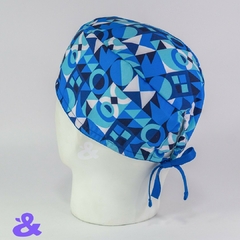 Gorro Tela Antifluido Geométrico Mosaico Azul - comprar online