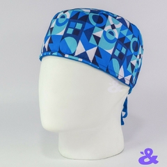 Gorro Tela Antifluido Geométrico Mosaico Azul