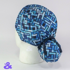 Gorro Tela Antifluido Geométrico Textura Azul - comprar online