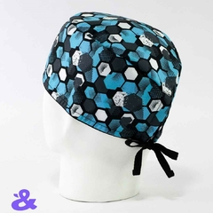 Gorro Tela Antifluido Geométricos Azules - comprar online