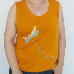 Musculosa Remera Libelula Escote Redondo Naranja