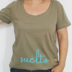 Remera Suelto Escote Redondo Verde - comprar online