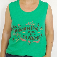 Musculosa Pensamientos Verde Brillante Flame en internet