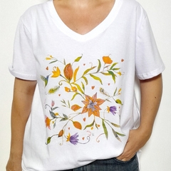 Remera Natural Escote V Blanco