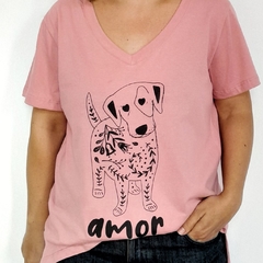 Remera Amor Escote V Rosa