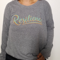 Remera Resilience Manga Larga Gris Melange