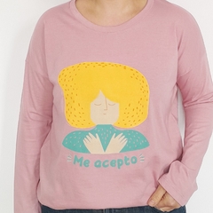 Remera Me Acepto Manga Larga Rosa