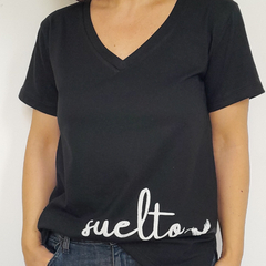 Remera Suelto Escote V Negro