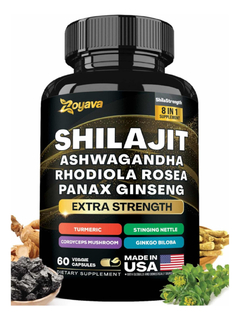 Shilajit Ashwagandha Rhodiola 8 En 1 Puro 14000mg 60 Cápsula Sabor Sin Sabor