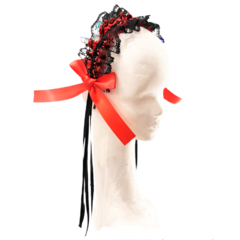 Vincha Orejas Lolita Moños Negra Roja - comprar online