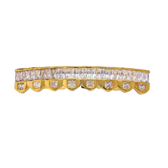 Parrilla para Dientes Grillz Zircon Full Cristal Baño de oro 14kl Dorado - tienda online