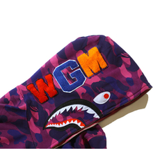 Imagen de Campera Hoodie BAPE Full Zip Shark Camo Purple (AAA) - 220USD