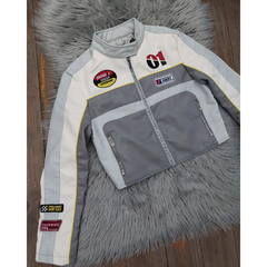 Campera Crop Racing MotoMami Simil-cuero 01 Gris