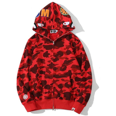 Campera Hoodie BAPE Full Zip Shark Camo Red (AAA) - 180 USD