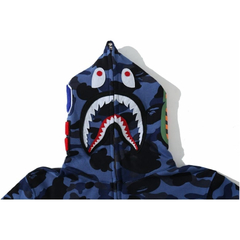 Campera Hoodie BAPE Full Zip Shark Camo Soft Blue - 220USD en internet