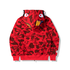 Campera Hoodie BAPE Full Zip Shark Camo Red (AAA) - 180 USD en internet