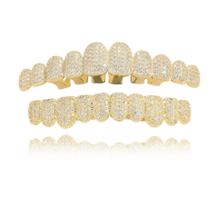 Grillz Parrila Dientes FULL ICE Zircon Baño Oro 14K - Dorados - comprar online