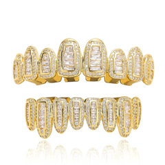 Grillz Parrila Dientes FULL ICE BAÑO 14K Cubic Zircon - Dorados - comprar online