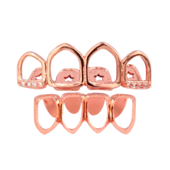 Parrillas para Dientes Grillz Huecos Abiertos Strass Rosa