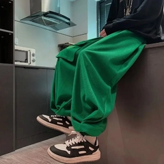 Pantalon Waffle Baggy Verde Streetwear Cargo Moda Joggers 126 en internet