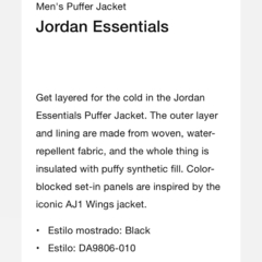 Campera Puffer Jordan Essentials Black and Red - usd450