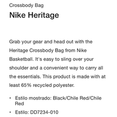 Bolso Shoulder Bag Nike Heritage Basketball - 98usd