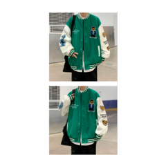Campera Varsity Jacket Universitaria Verde Bear Oso Peluche - comprar online