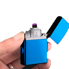 Encendedor Tesla Doble Arco USB Tipo Mechero - Azul (Con Detalles)