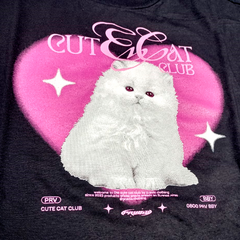 Remera Boxy Cute Cat - comprar online