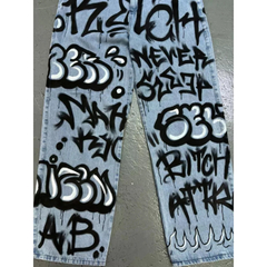 Pantalon Jean Intervenido Graffiti Hip Hop Baggy en internet