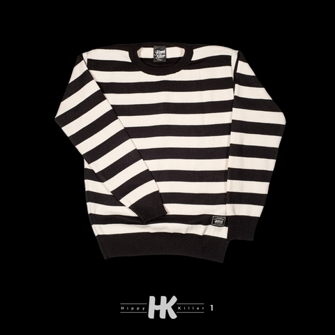 Buzo Sweater Rayado Blanco Negro Unisex KITCH TECH