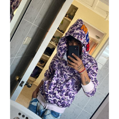 Imagen de Campera Hoodie BAPE Full Zip Shark Camo Light Purple (AAA) - 220USD