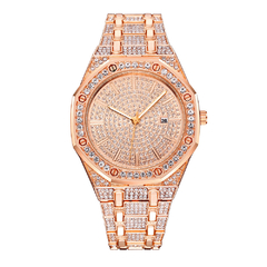 Reloj Strass Rosa Dorado iced Diamante Simil Oro Trap Hip Hop N3 - comprar online
