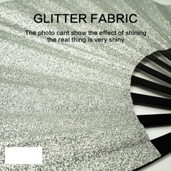 Abanico Estampado Madera Bamboo Importado Glitter Silver - comprar online