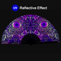 Abanico Estampado Madera Importado Tinta Reflectiva UV Ojos - comprar online
