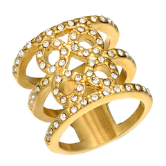 Anillo Simil Oro C/ Strass Modelo 21