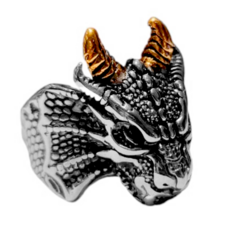 Anillo Acero Dragon Draco Dorado - Talle 8 - comprar online