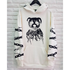 Buzo Hoodie Oversize Made In Hell Blanco Teddy