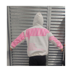 Buzo Hoodie Take Your Time Blanco Rosa en internet