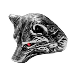 Anillo Acero Lobo Ojos Rojos - Talle 10