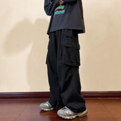 Pantalon Baggy Cargo Streetwear Cierre A915 Negro en internet