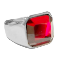 Anillo Acero Piedra Brillante Roja Shaphiri - 11 - comprar online
