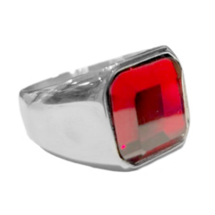 Anillo Acero Piedra Brillante Roja Shaphiri - 10